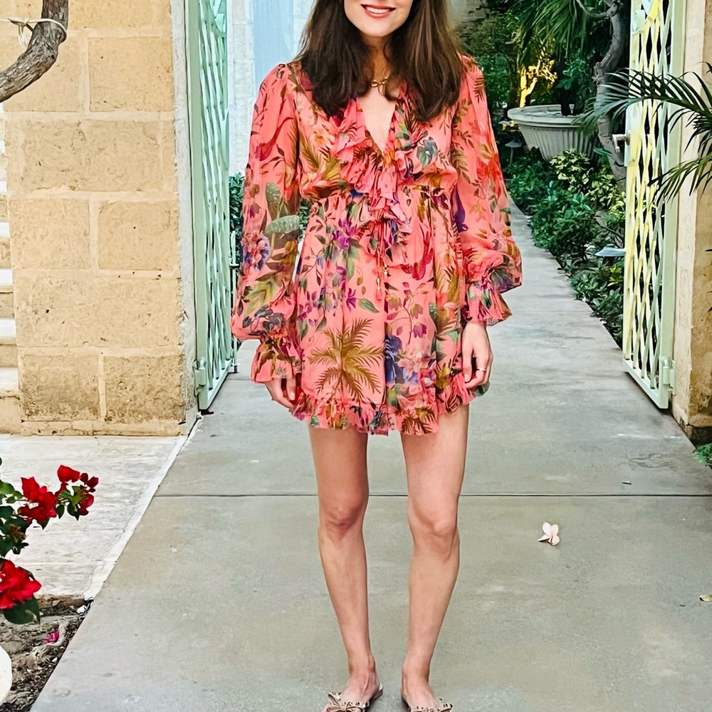 ZIMMERMANN Tropicana Flutter floral-print playsuit in size 1